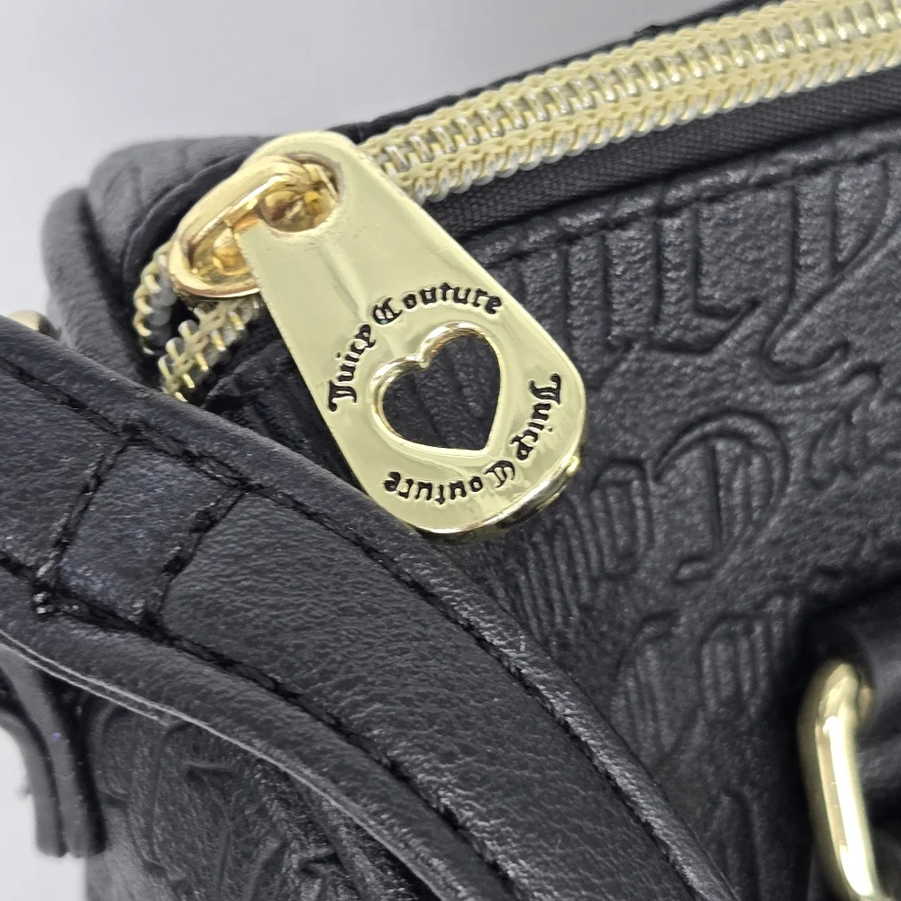 Juicy‎ Couture Speedy Satchel Crossbody Black Embossed bag Pink Heart